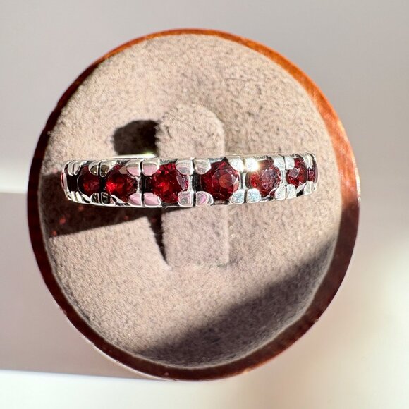 VTG Solid Sterling Silver 925 Synthetic Ruby Statement Ring Size 9 - Picture 3 of 8